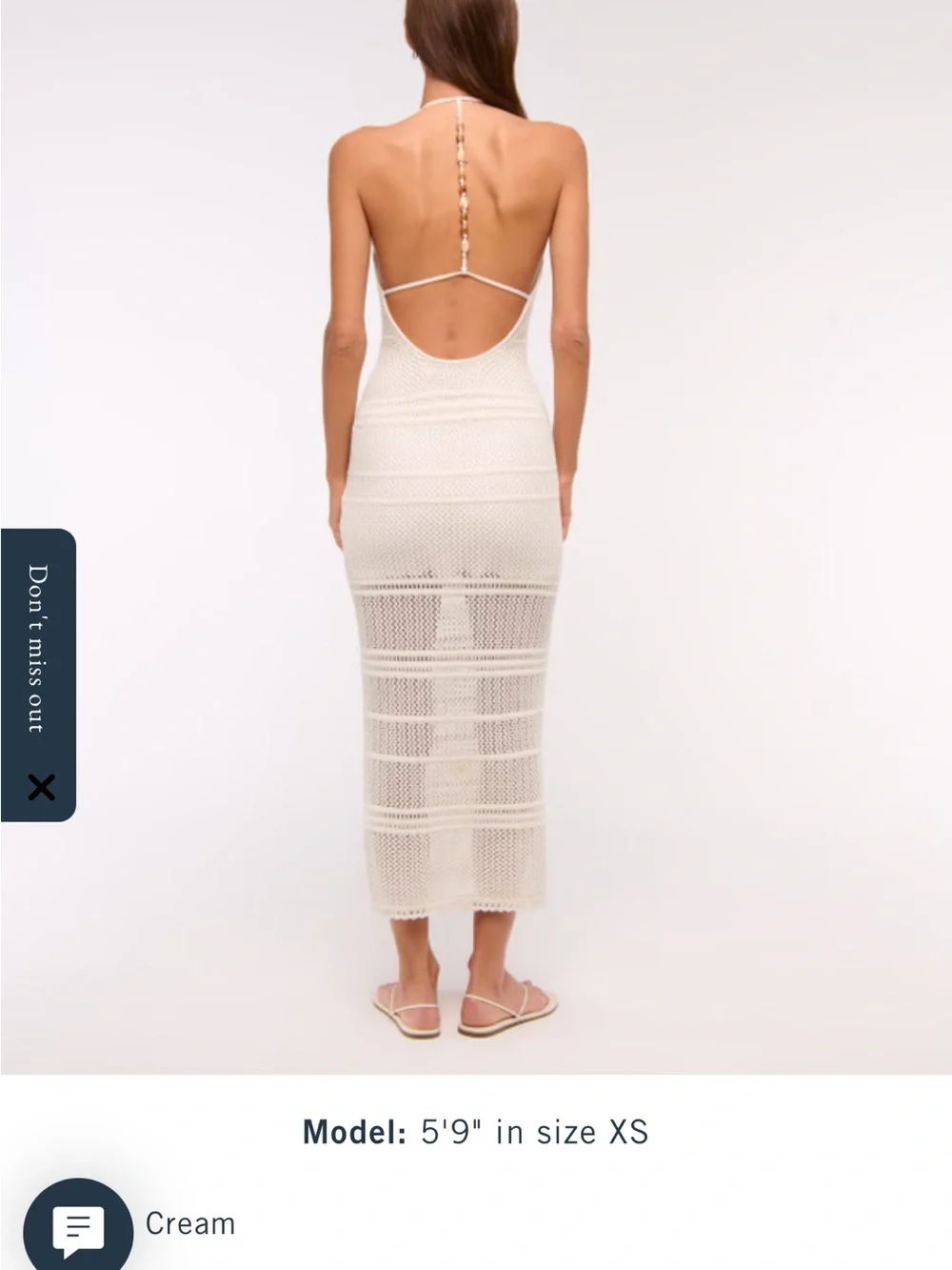 Abercrombie & Fitch Cream Halter Crochet Maxi Dress